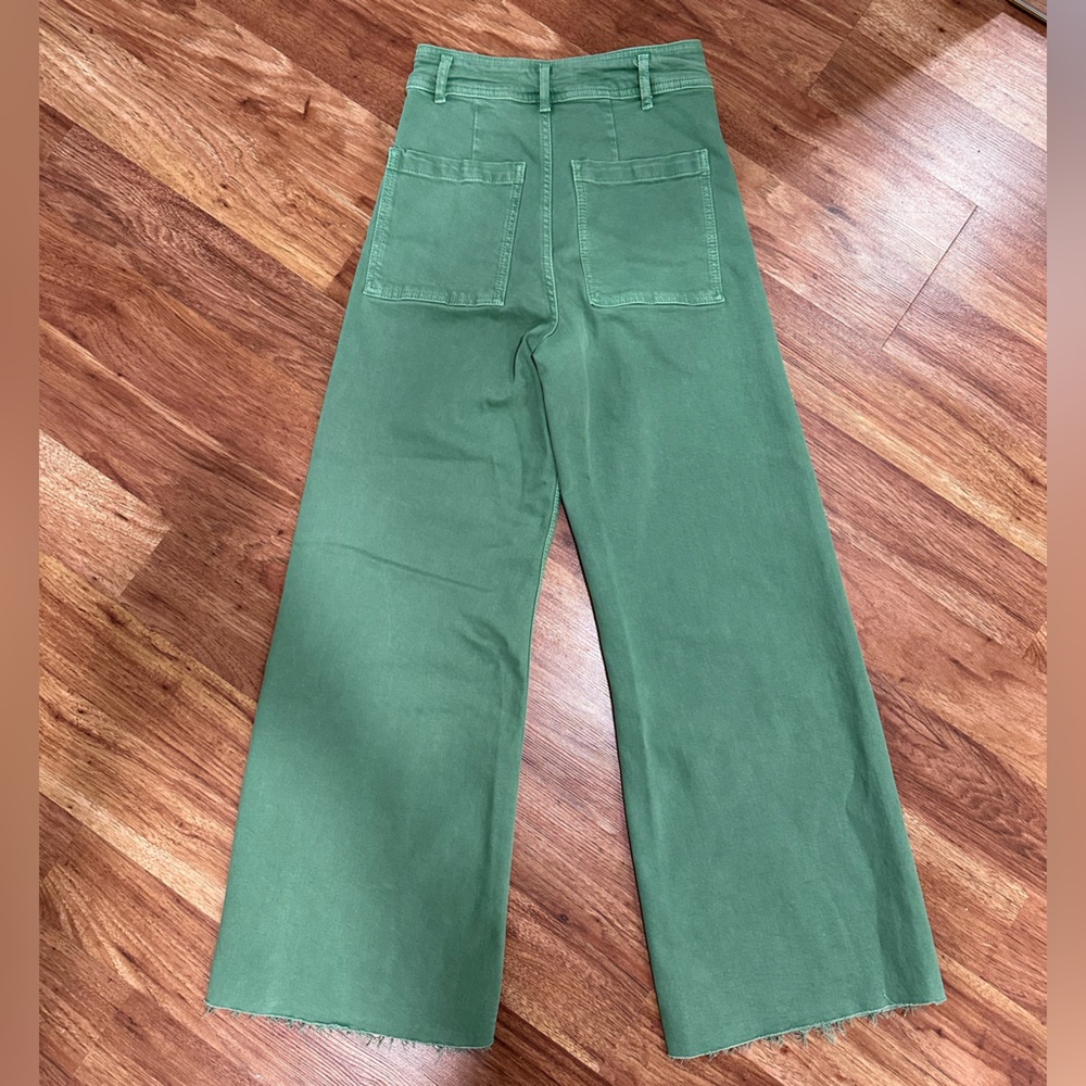 ZARA HIGH-WAISTED ZW SAILOR STRAIGHT JEANS - GREEN - SZ 4 - Picture 3 of 4